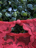 Forever New Coral Lace Midi Dress with Cutout Back — detail