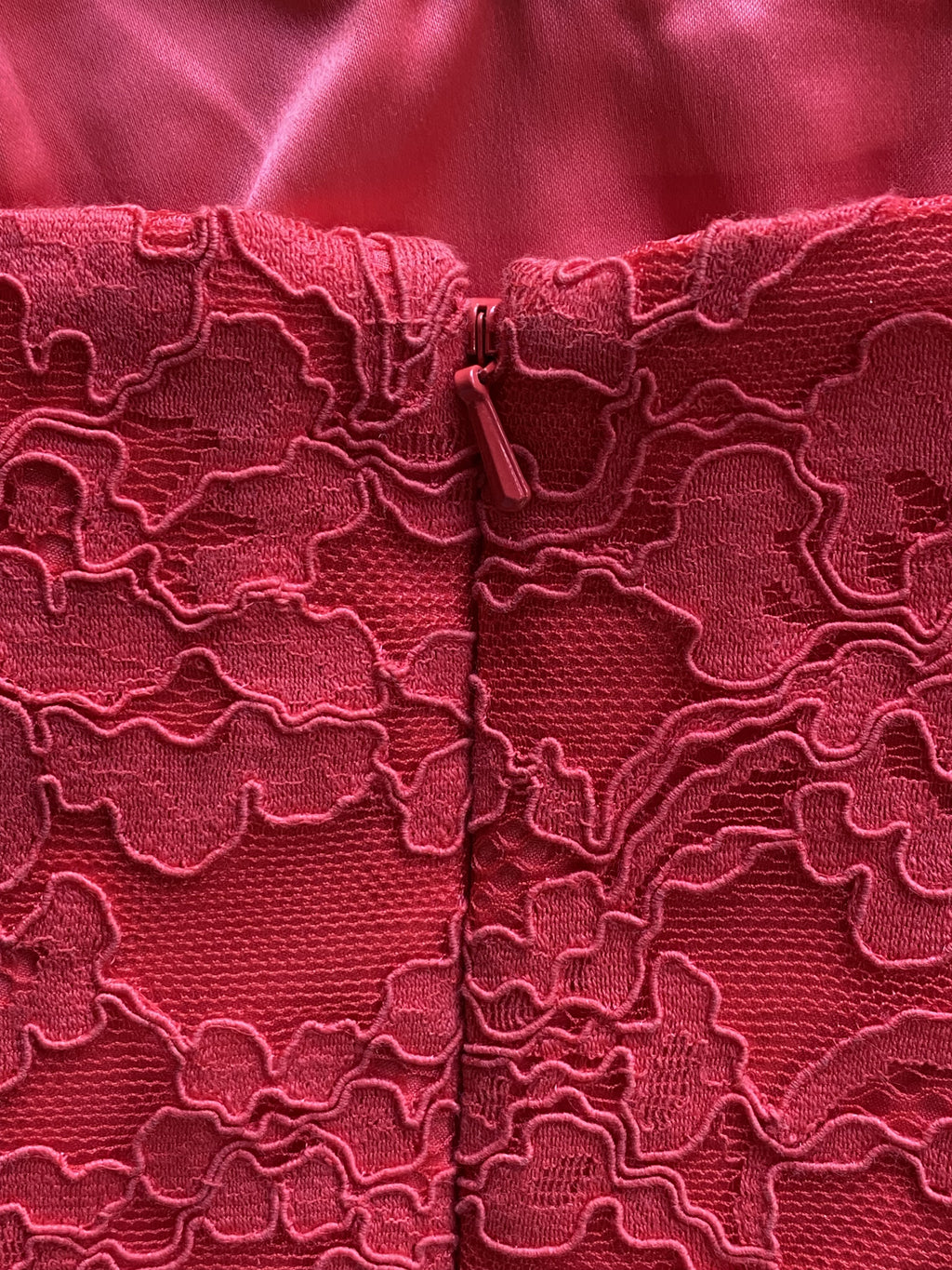Forever New Coral Lace Midi Dress with Cutout Back — detail