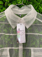 White Sheer Organza Button-Up Shirt