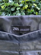 Zara Black Faux-Leather Zip-Ankle Pants — brand