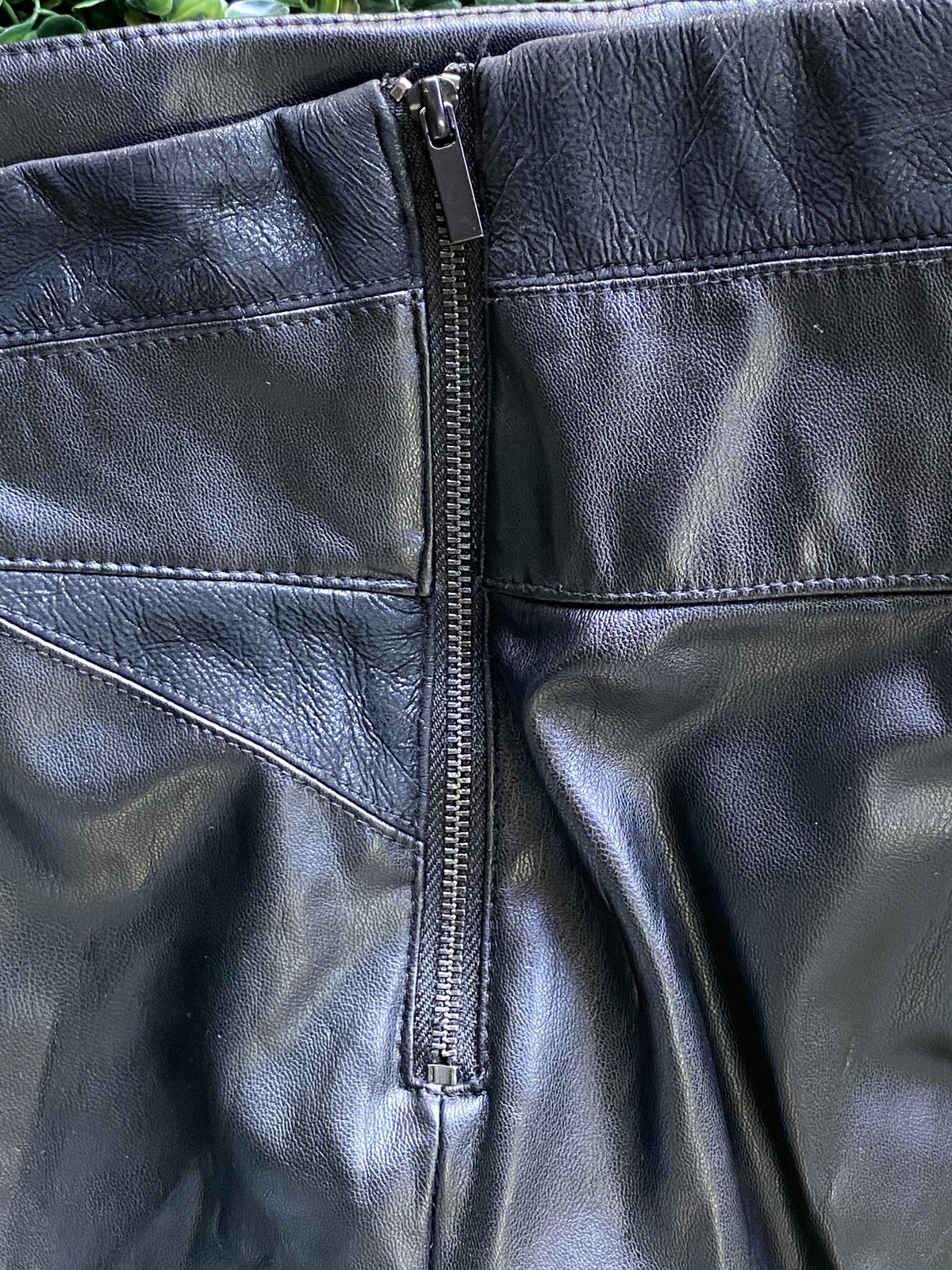 Zara Black Faux-Leather Zip-Ankle Pants — detail