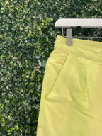 Poetry Lemon Yellow Tailored Linen-Blend Shorts — detail