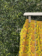 Mustard Floral Border-Print Wide-Leg Pants — detail