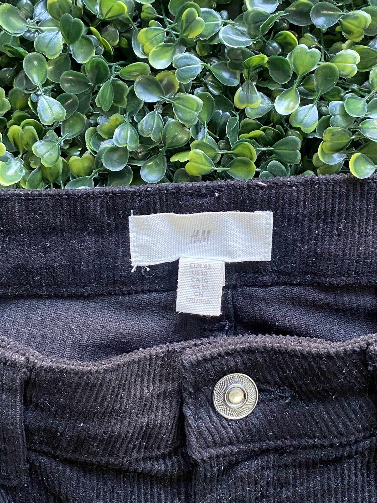 H&M Black Corduroy Straight-Leg Pants — brand