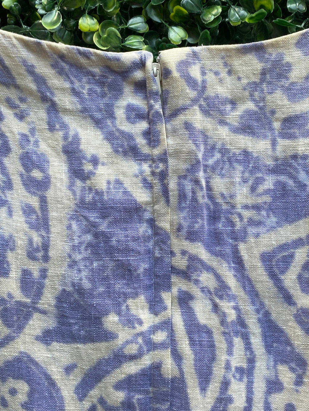 Jo Borkett Lavender Paisley Linen Sheath Dress — detail