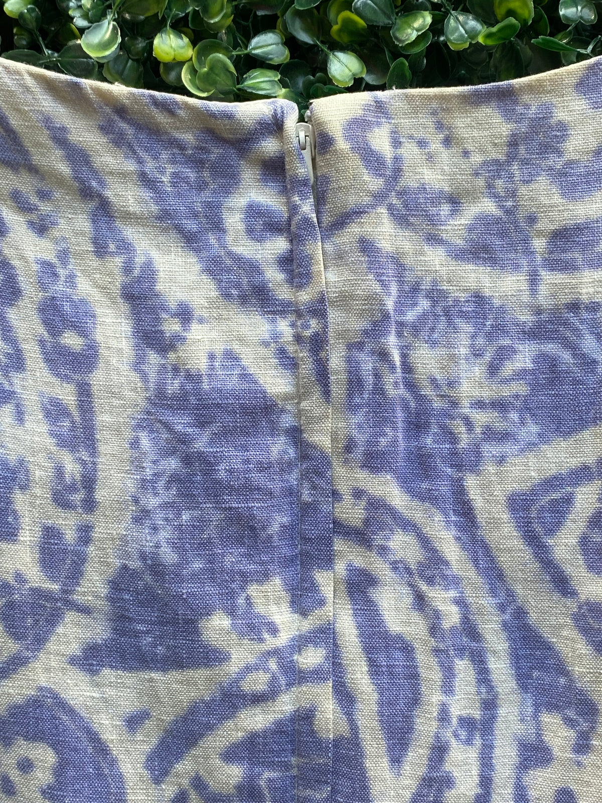 Jo Borkett Lavender Paisley Linen Sheath Dress — detail