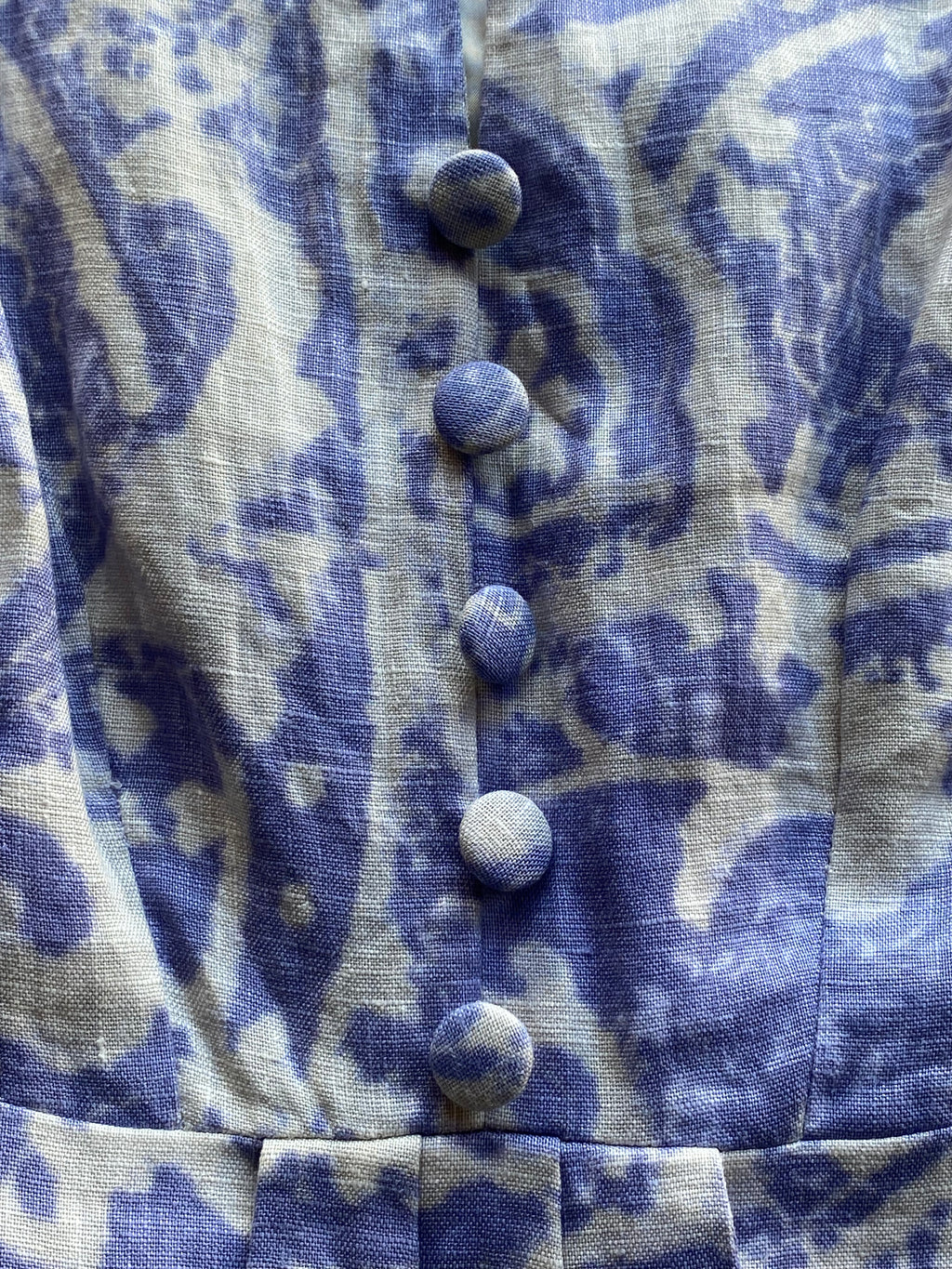 Jo Borkett Lavender Paisley Linen Sheath Dress — detail