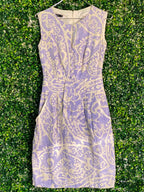 Jo Borkett Lavender Paisley Linen Sheath Dress — front