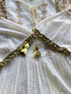 Cream Embroidered Bell-Sleeve Boho Dress — detail