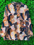 Ginger Mary Abstract Face Print Button-Up Shirt