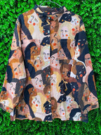 Ginger Mary Abstract Face Print Button-Up Shirt