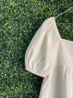 Vero Moda Ivory Textured Puff-Sleeve Mini Dress — detail