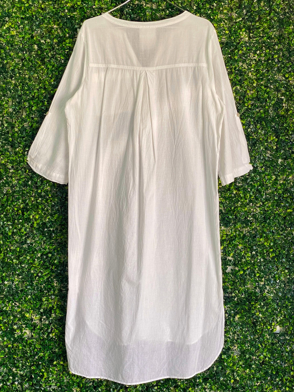 Fresh Naturals White Cotton Longline Tunic Dress — back
