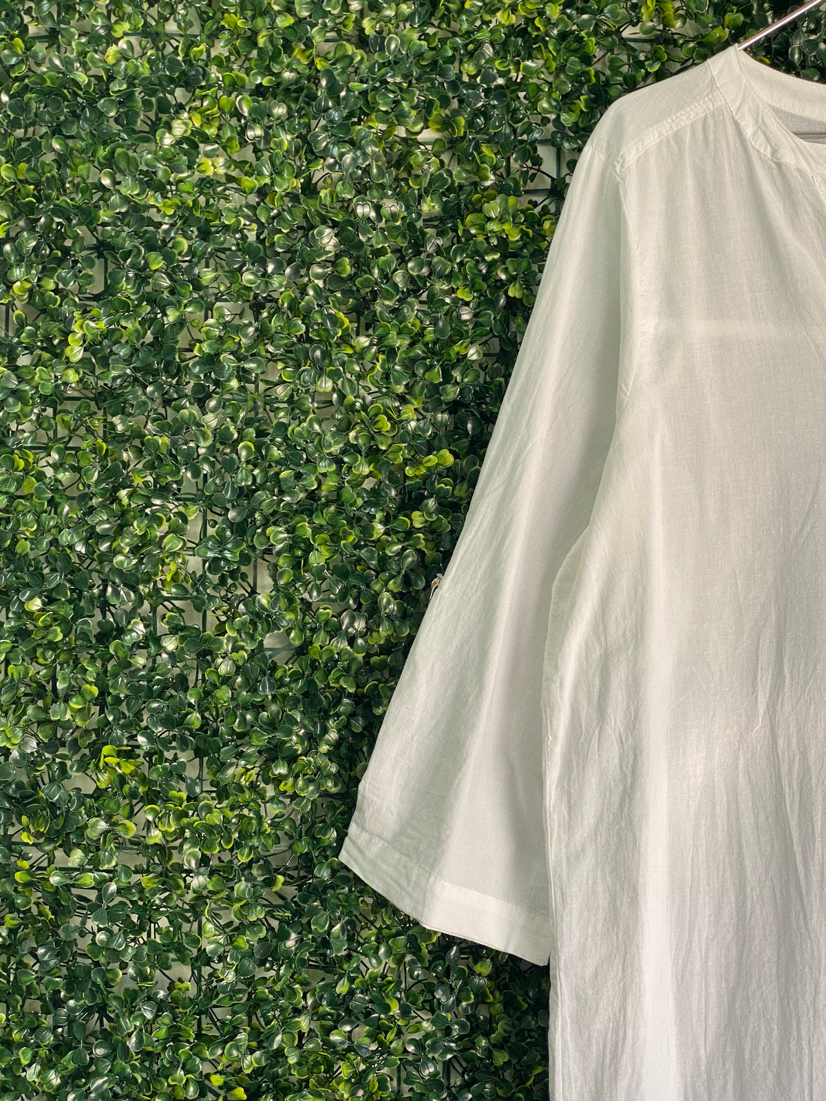 Fresh Naturals White Cotton Longline Tunic Dress — detail