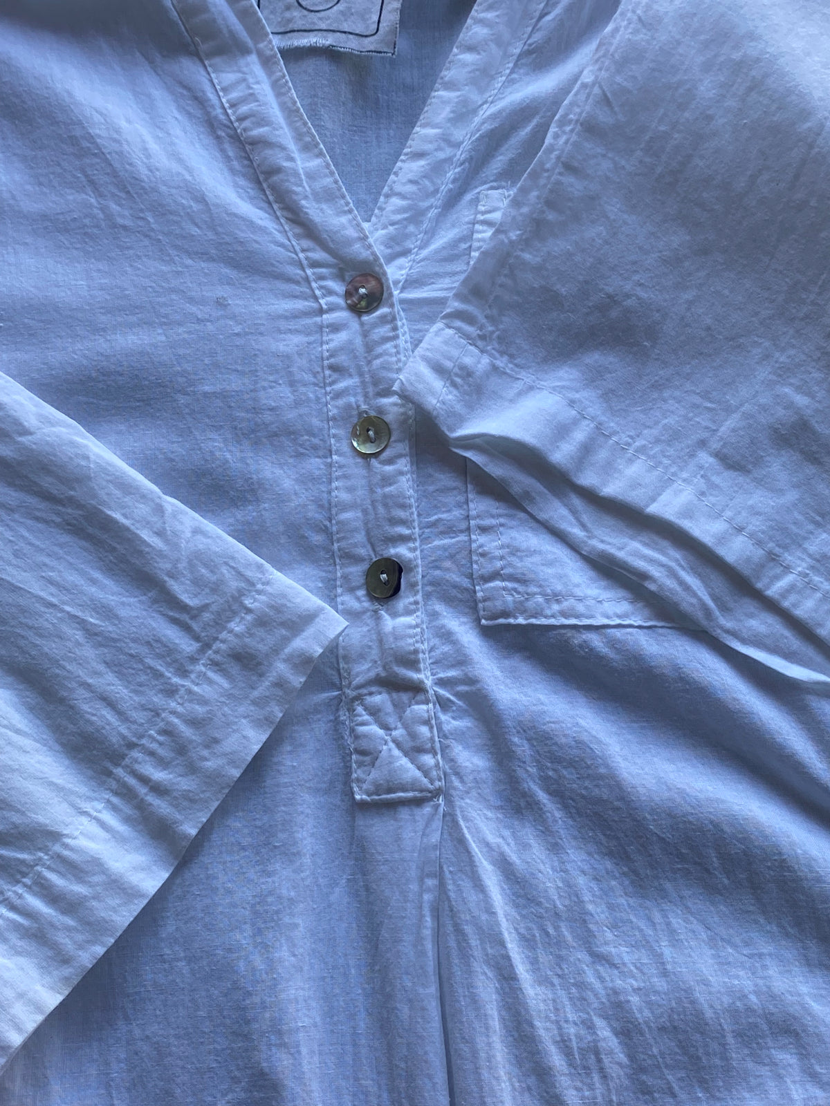 Fresh Naturals White Cotton Longline Tunic Dress — detail