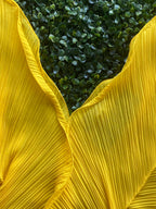 Candy Box Mustard Yellow Pleated Kaftan Maxi Dress — detail