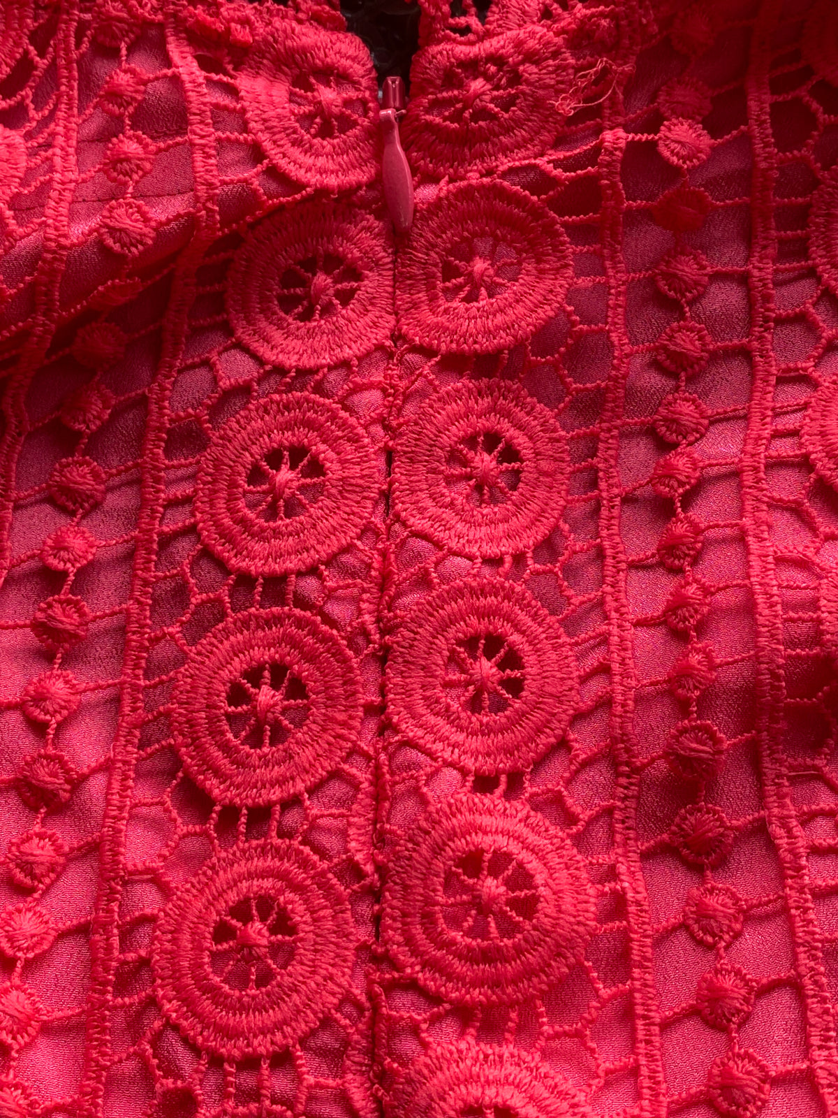 French Connection Red Lace Ruffle Mini Dress — detail