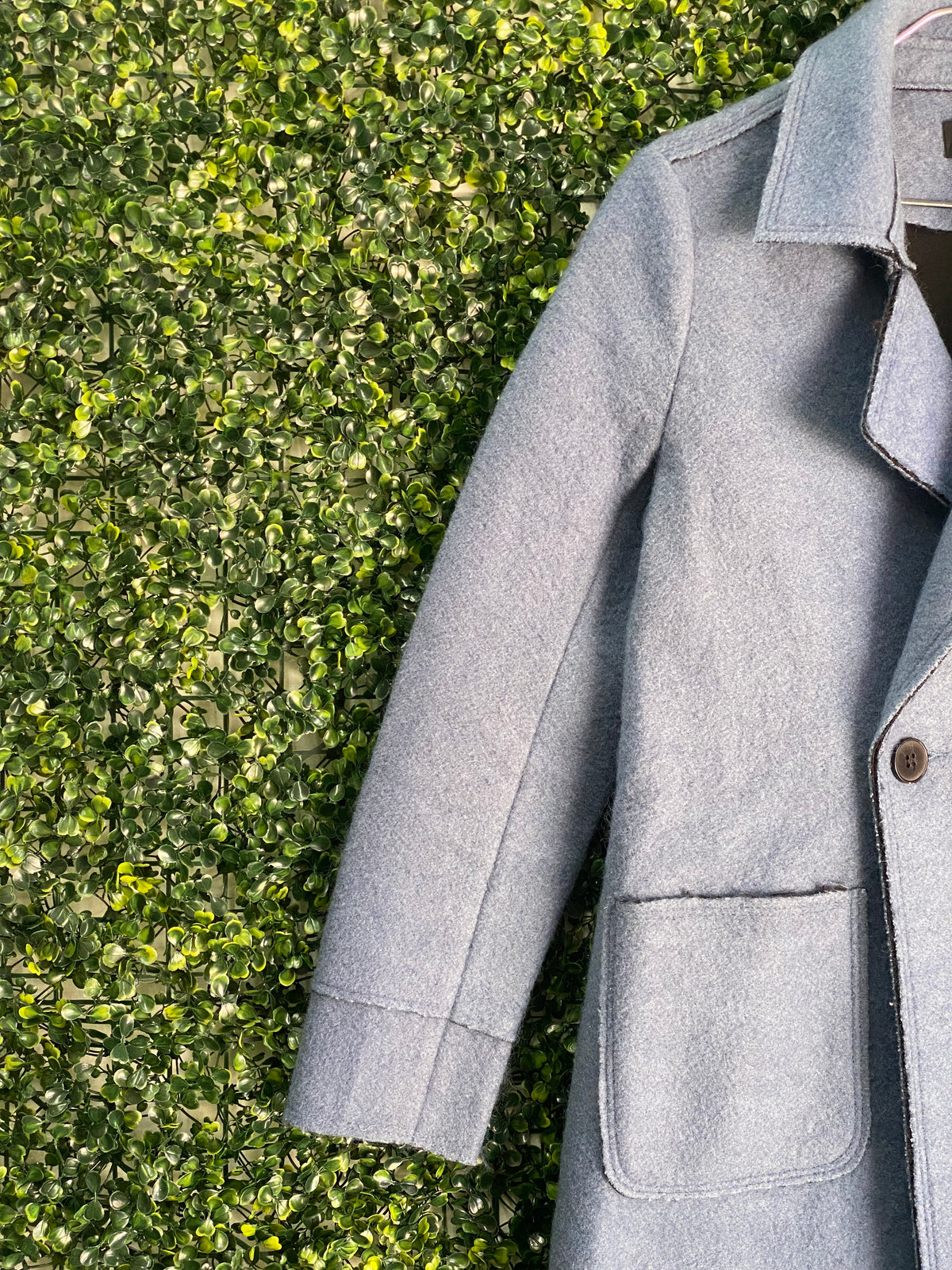 Balila Gedia Powder Blue Longline Button Coat — detail