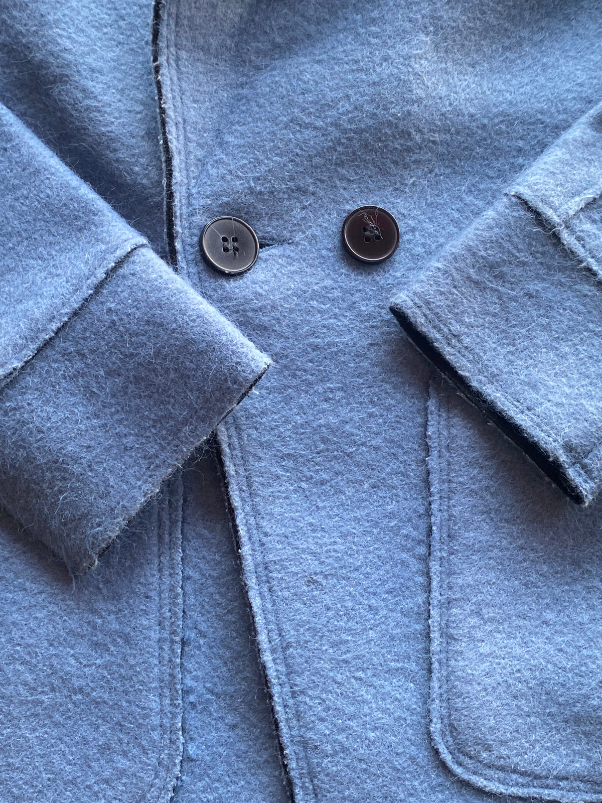 Balila Gedia Powder Blue Longline Button Coat — detail