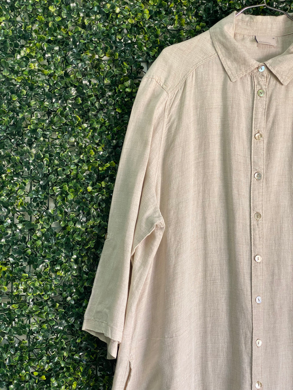 Earthaddict Natural Linen Oversized Shirt Dress — detail