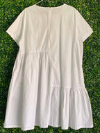 New Feeling White Tiered Cotton Blend Mini Dress — back