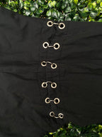 Black Metal Lace-Up Detail Button Shirt