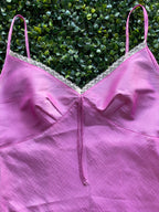 Hilton Weiner Pink Lace Trim Slip Dress — detail