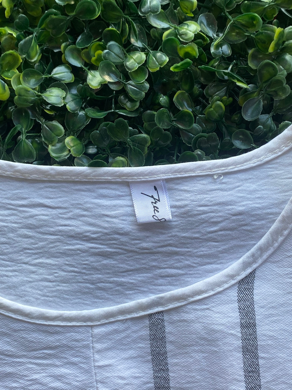 White Grey Stripe Belted T-Shirt Dress — brand