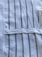 White Grey Stripe Belted T-Shirt Dress — detail