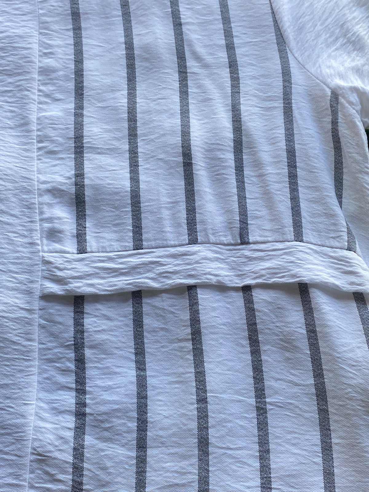 White Grey Stripe Belted T-Shirt Dress — detail