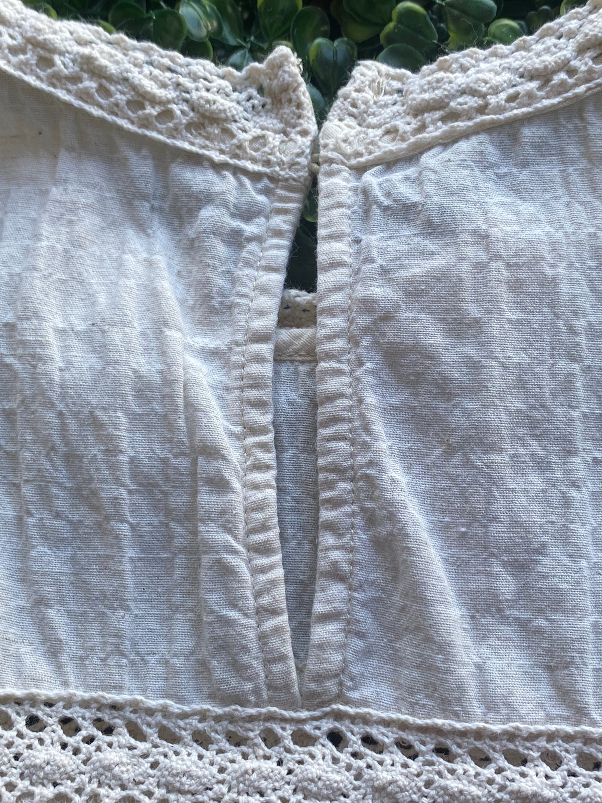 Zara Cream Cotton-Linen Crochet Trim Smock Dress — detail