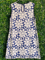 G.Couture Navy Floral Embroidered Shift Dress — back