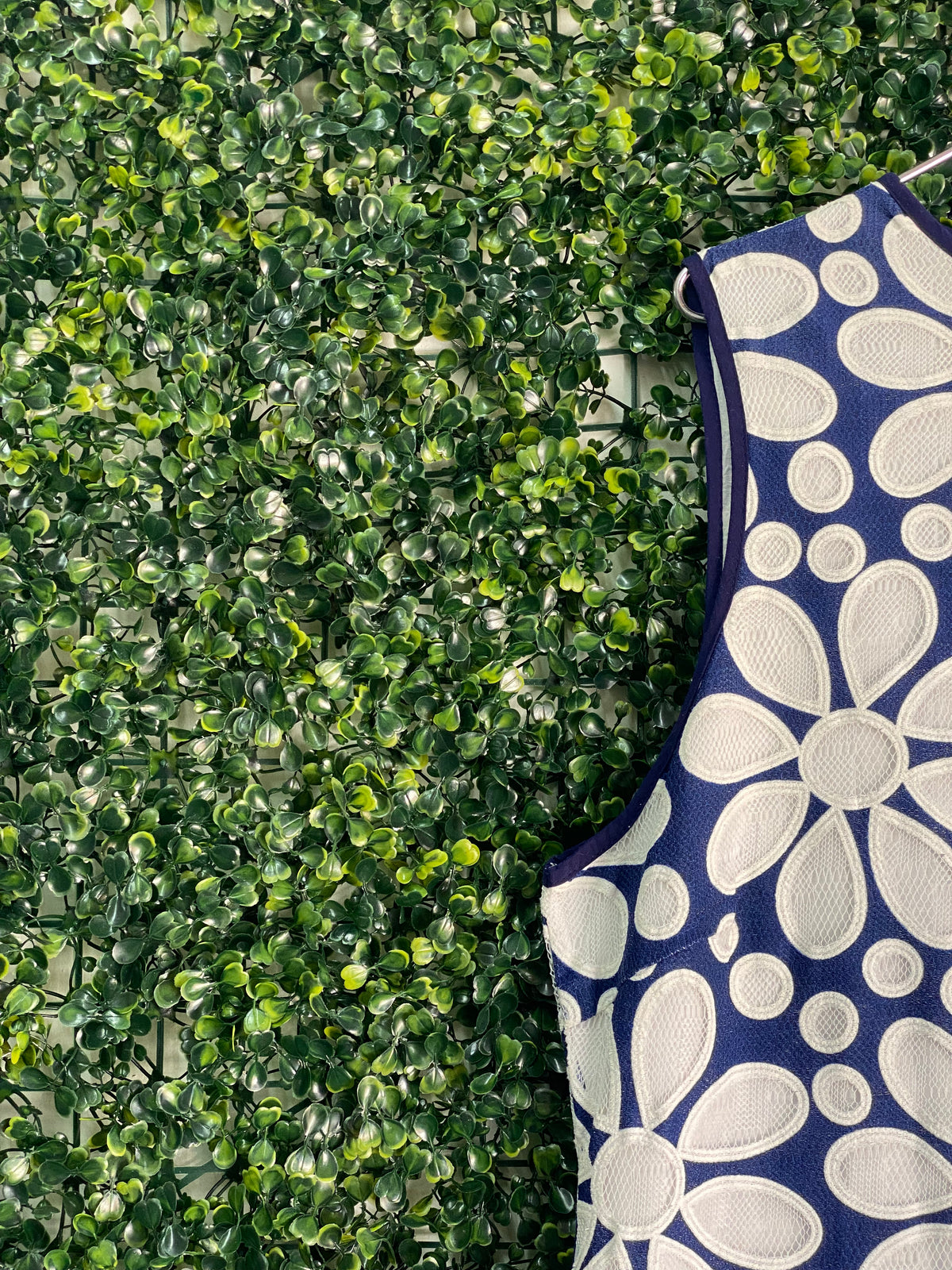G.Couture Navy Floral Embroidered Shift Dress — detail