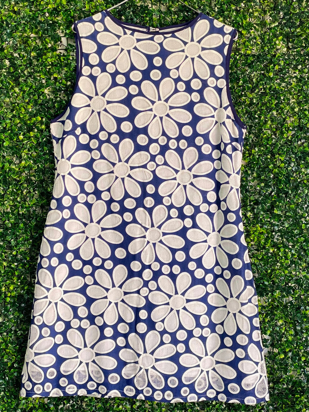 G.Couture Navy Floral Embroidered Shift Dress — front