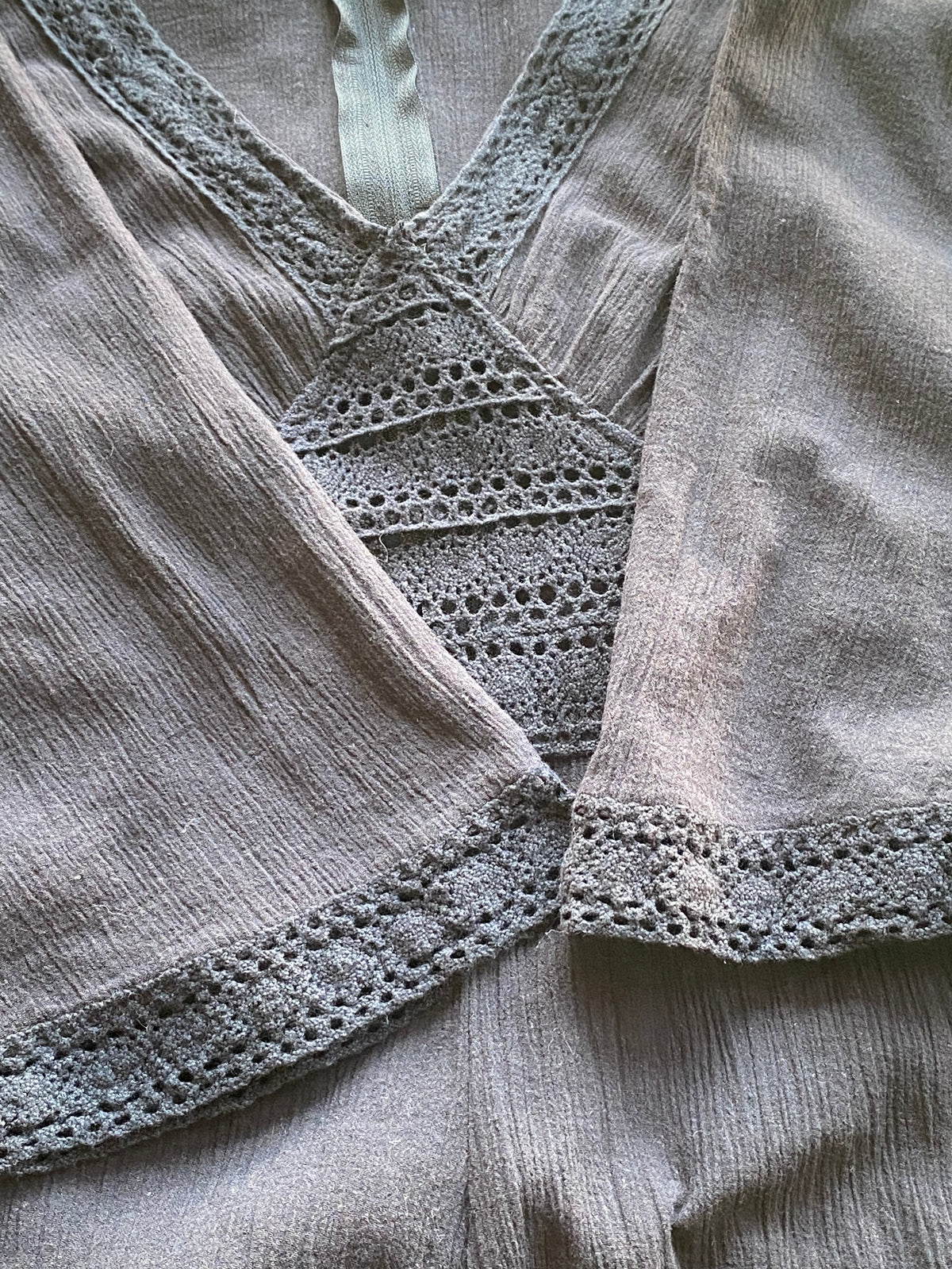 Atmosphere Charcoal Crochet-Trim Flutter Sleeve Dress — detail