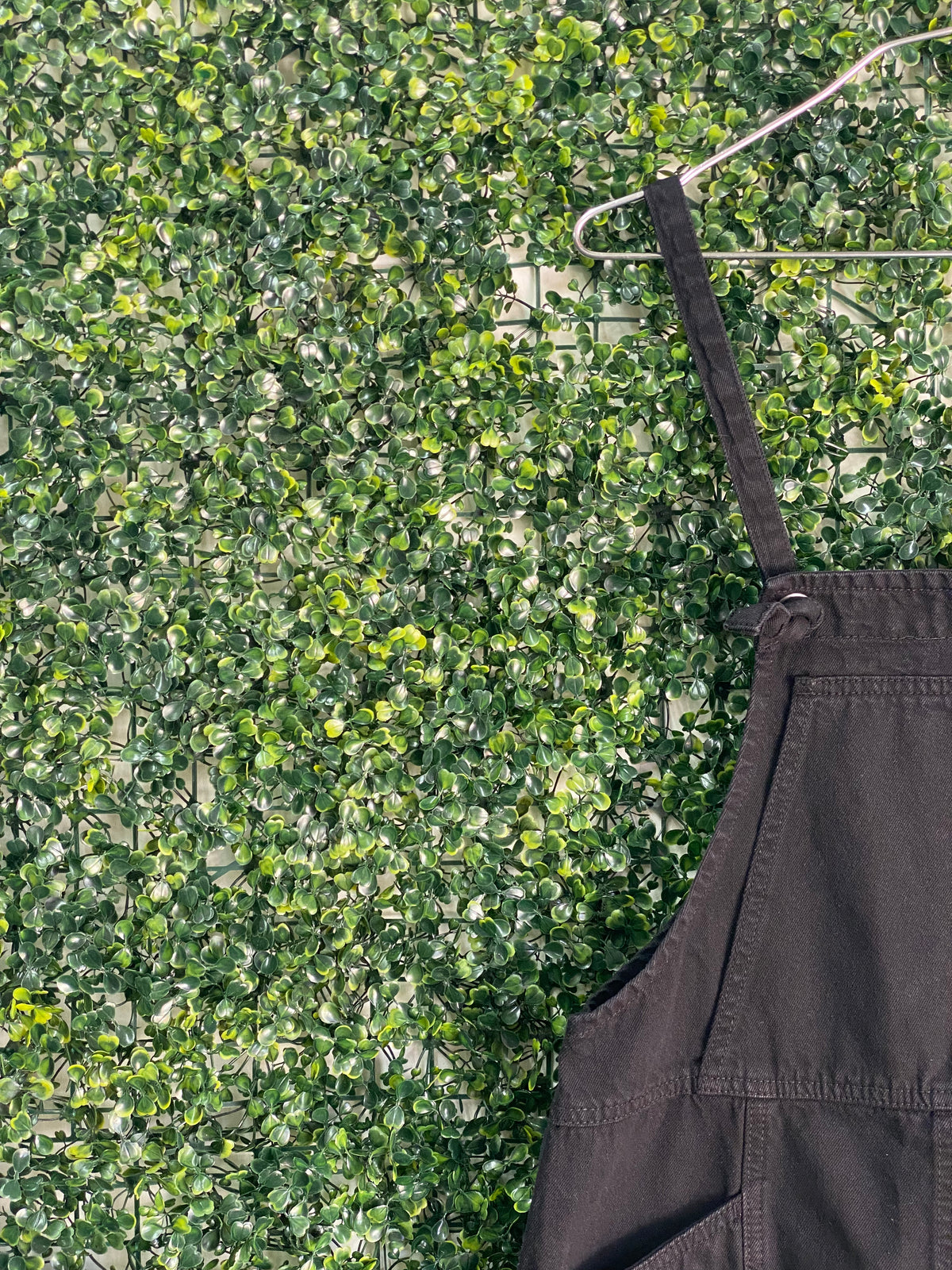 Cotton On Black Denim Pinafore Dress — detail