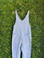 Light Wash Denim Relaxed Dungarees — back
