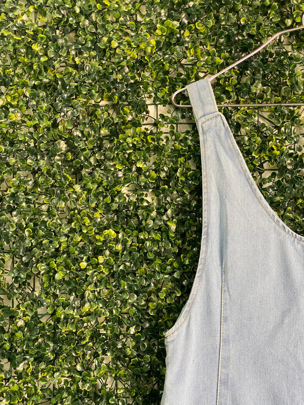 Light Wash Denim Relaxed Dungarees — detail