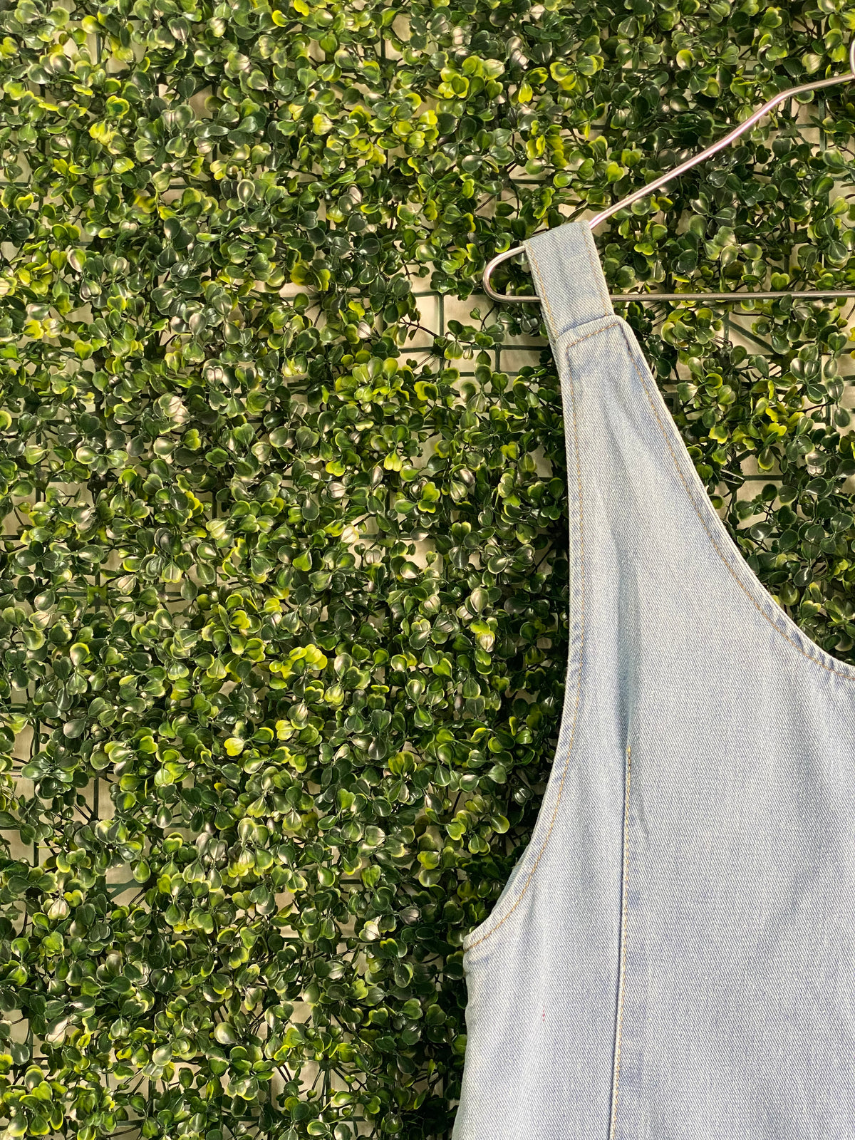 Light Wash Denim Relaxed Dungarees — detail
