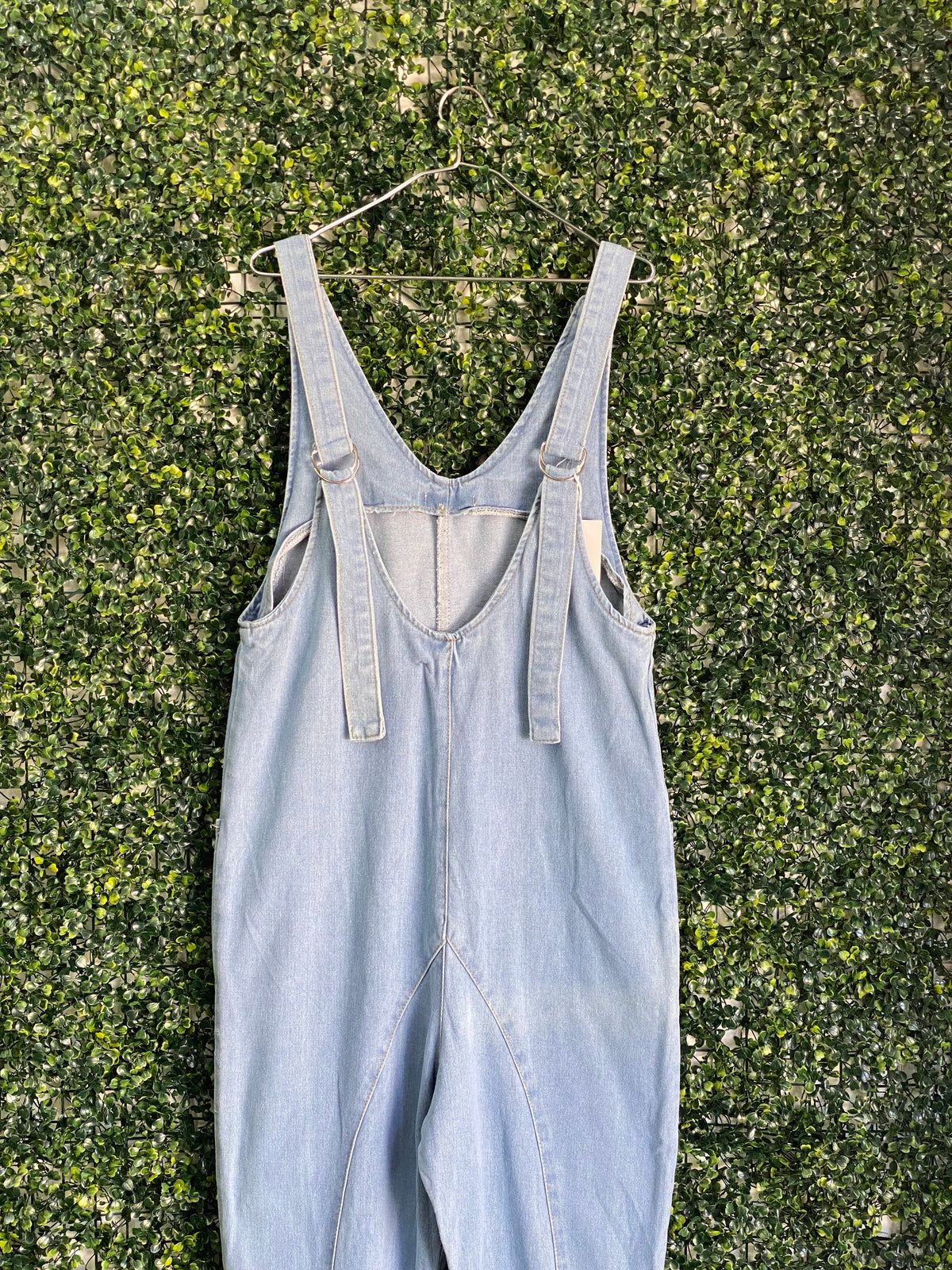 Light Wash Denim Relaxed Dungarees — detail