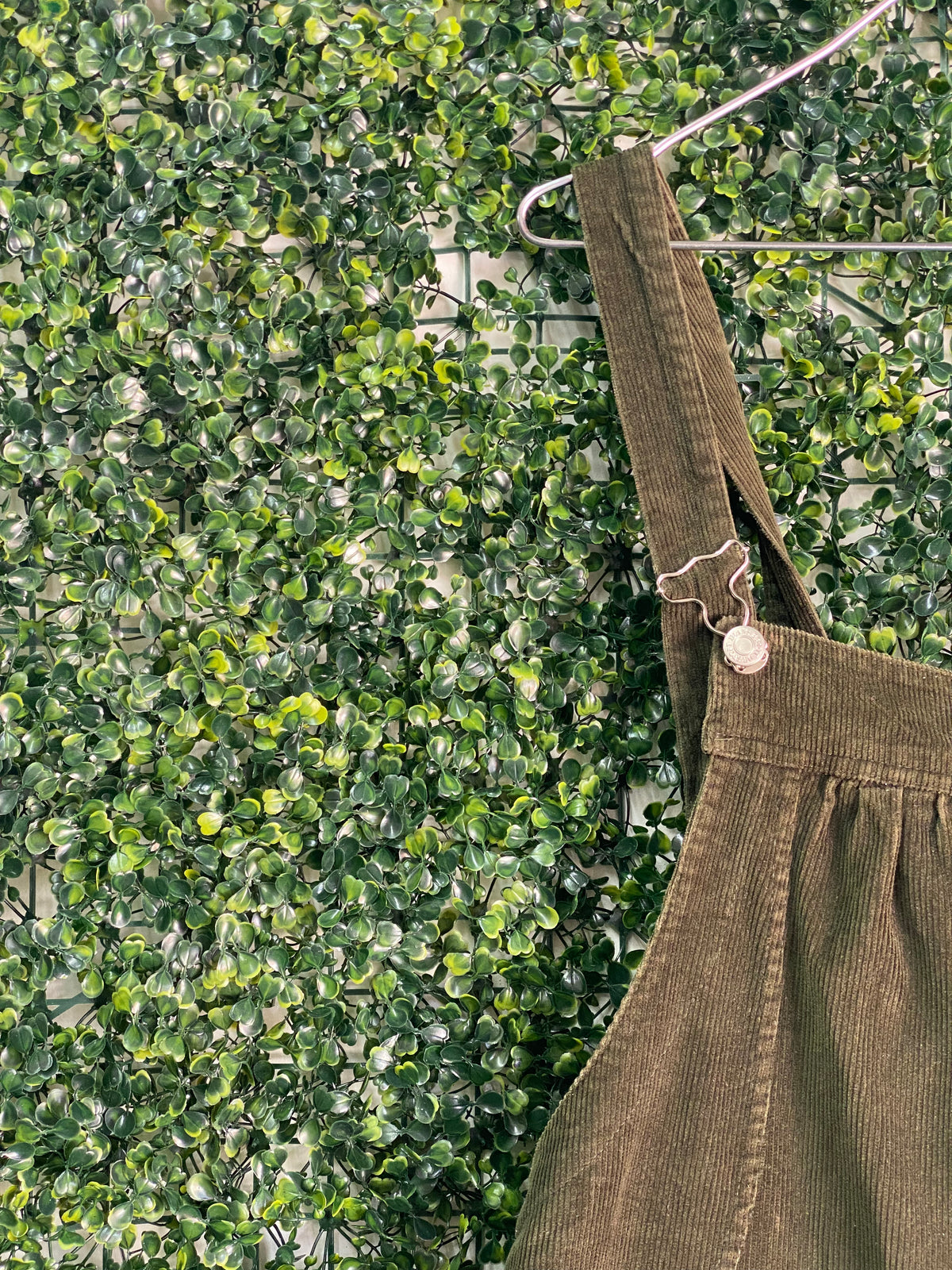Olive Brown Corduroy Utility Dungarees — detail