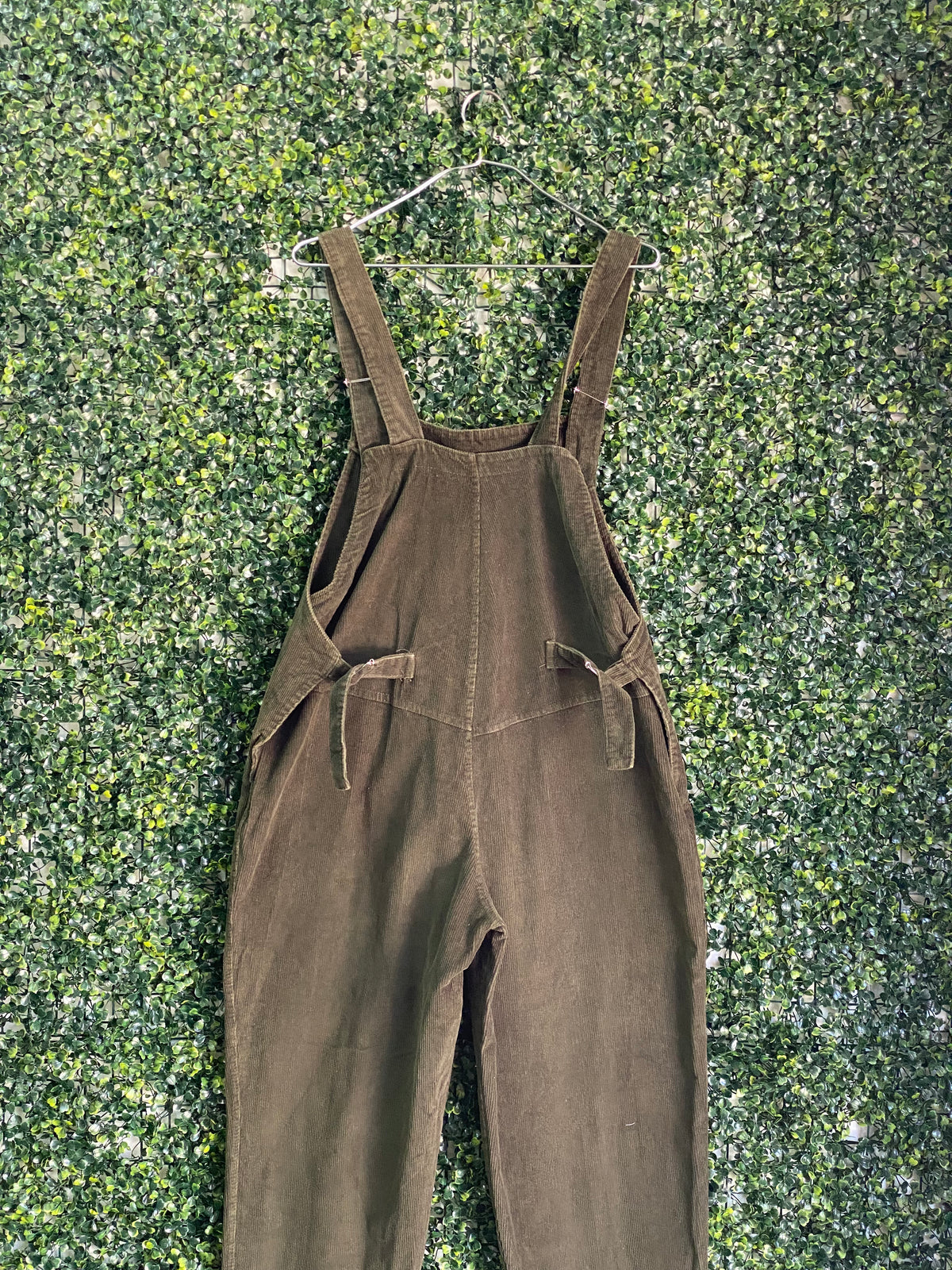 Olive Brown Corduroy Utility Dungarees — detail