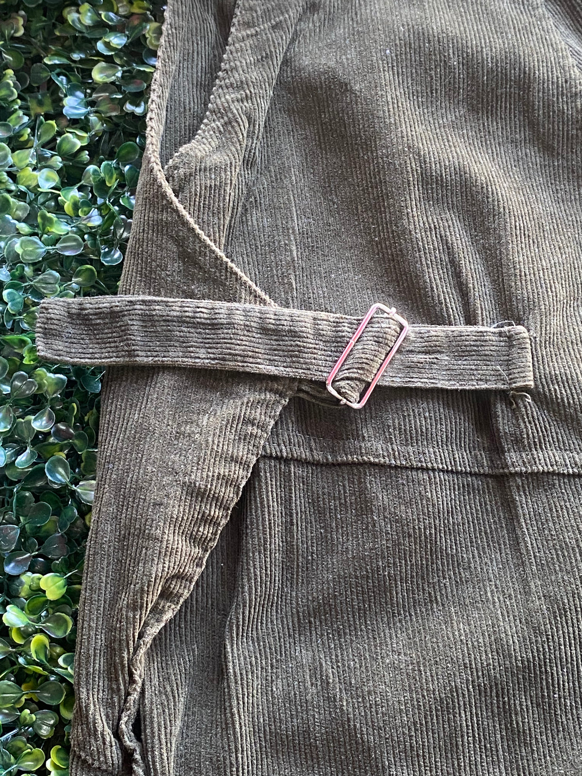 Olive Brown Corduroy Utility Dungarees — detail