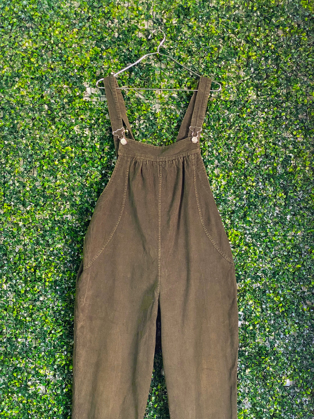 Olive Brown Corduroy Utility Dungarees — front