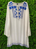 White Embroidered Boho Tunic Dress