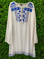 White Embroidered Boho Tunic Dress