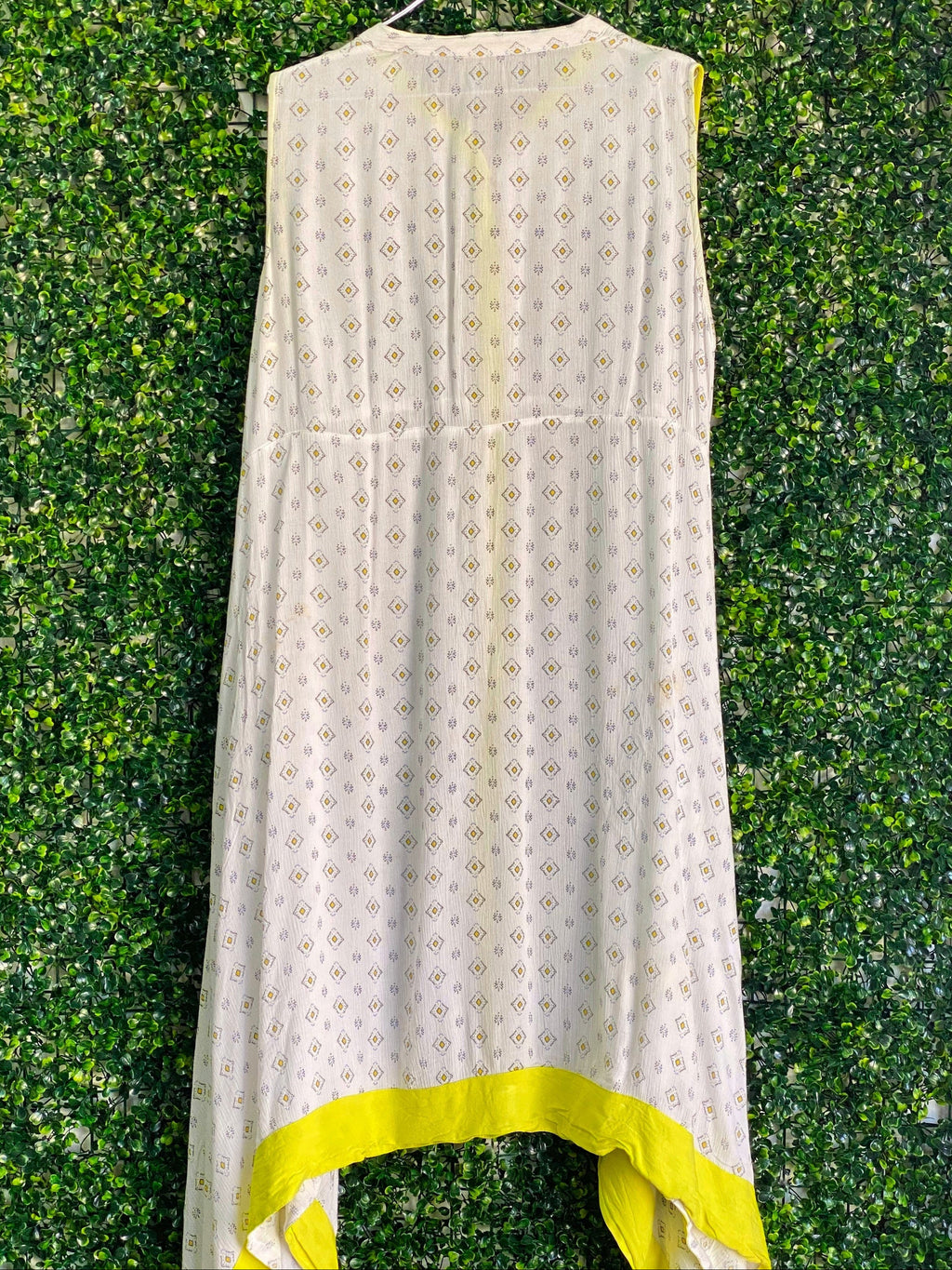 Avaasa Ivory Geometric Handkerchief Hem Dress — back