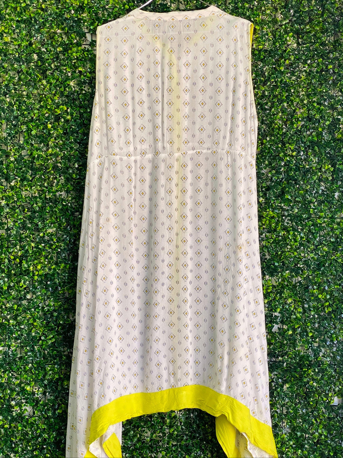 Avaasa Ivory Geometric Handkerchief Hem Dress — back