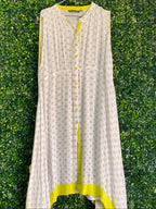 Avaasa Ivory Geometric Handkerchief Hem Dress — front
