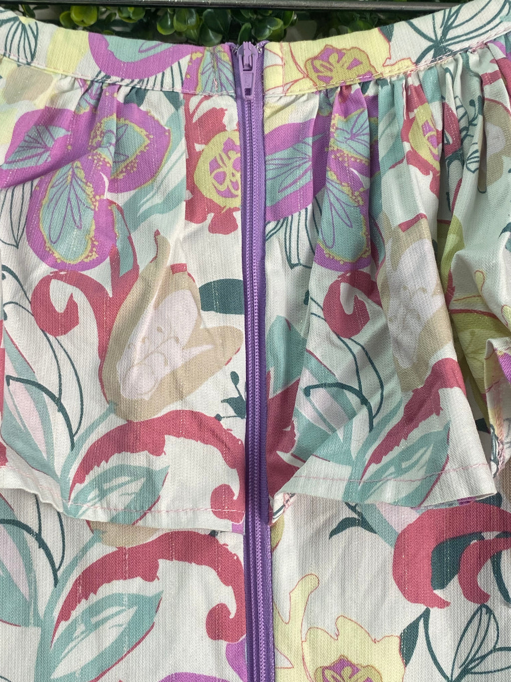 Street Chic Pastel Floral Ruffle Lace-Up Dress — detail